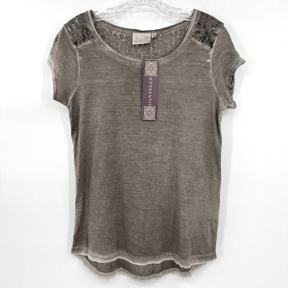 Dantelle NWT Distressed Faded Gray Tunic T-Shirt with Lace Back Women’s Small - Picture 1 of 10